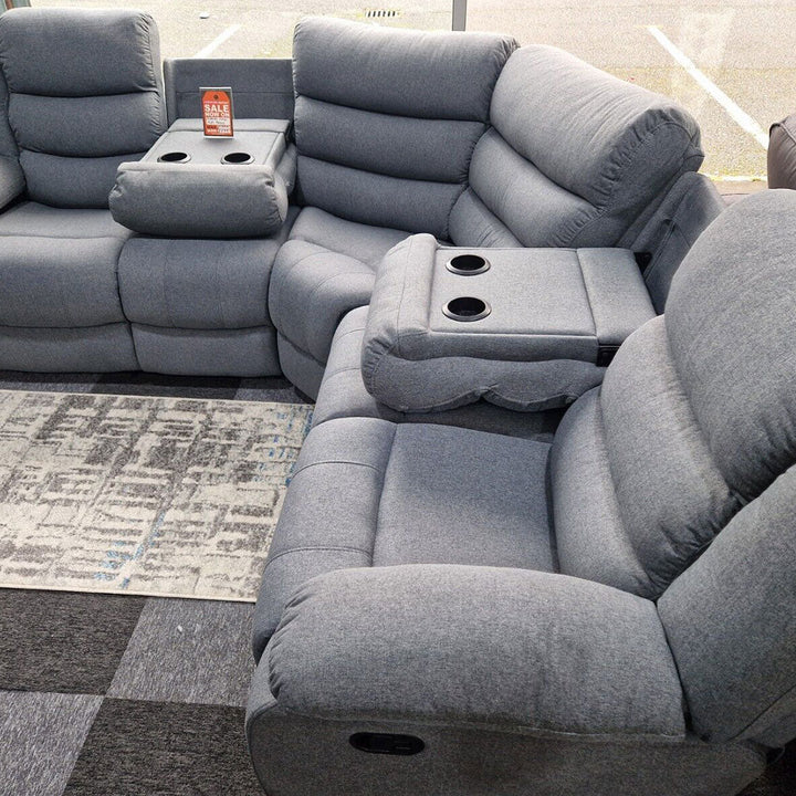Roma Fabric Recliner Corner Sofa Grey – Modern L-Shaped Comfor