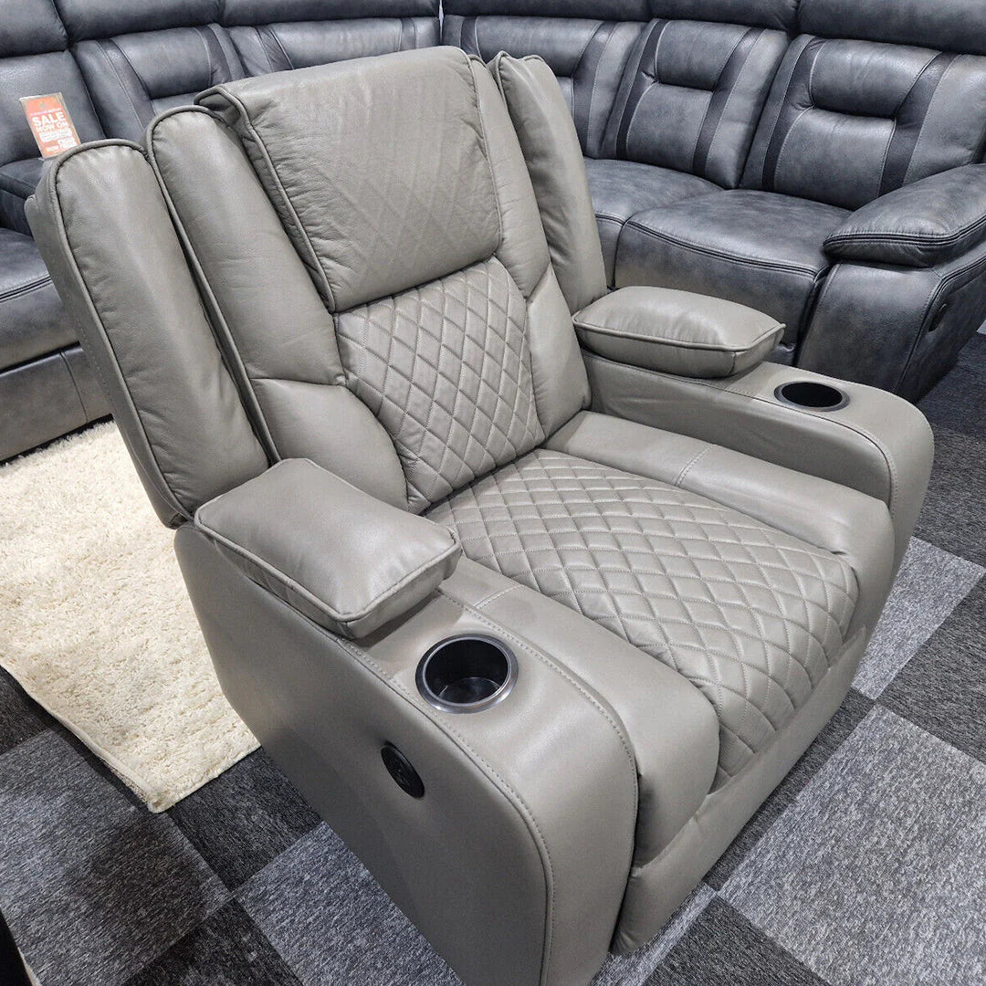 Orlando Electric Leather Recliner Armchair with LED Lights & USB Ports – Luxury Comfort