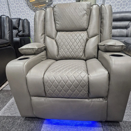 Orlando Electric Leather Recliner Armchair with LED Lights & USB Ports – Luxury Comfort