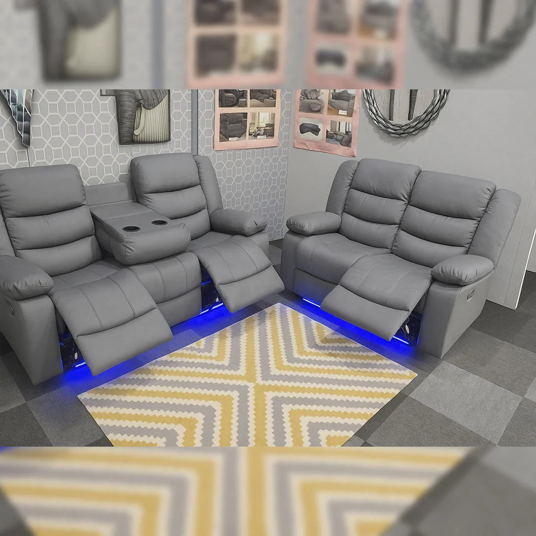 Roma Leather Electric Recliner Sofa with Cup Holders