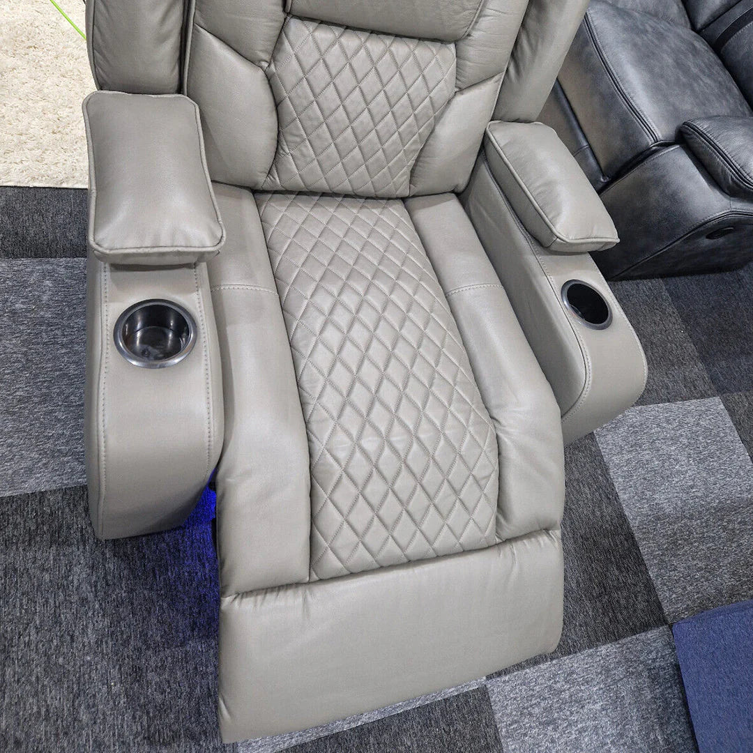 Orlando Electric Leather Recliner Armchair with LED Lights & USB Ports – Luxury Comfort