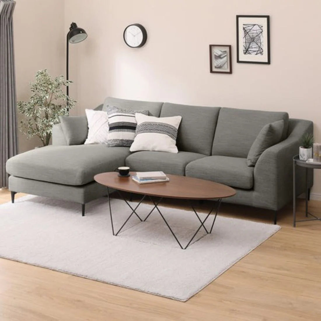 Flora 4 Seater L Shape Fabric Sofa – Stylish & Comfortable Sectional