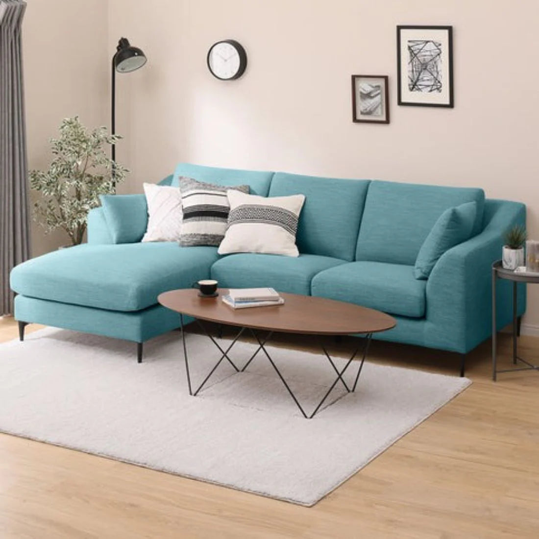 Flora 4 Seater L Shape Fabric Sofa – Stylish & Comfortable Sectional