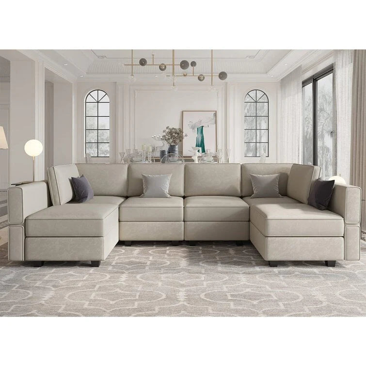 Arvon Premium Fabric U-Shape Sofa – Modern Large Sectional