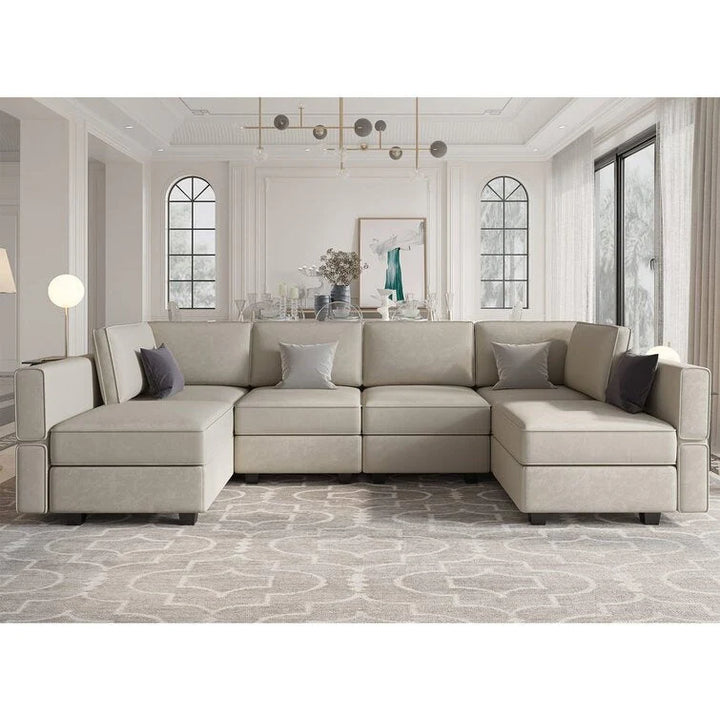 Arvon Premium Fabric U-Shape Sofa – Modern Large Sectional