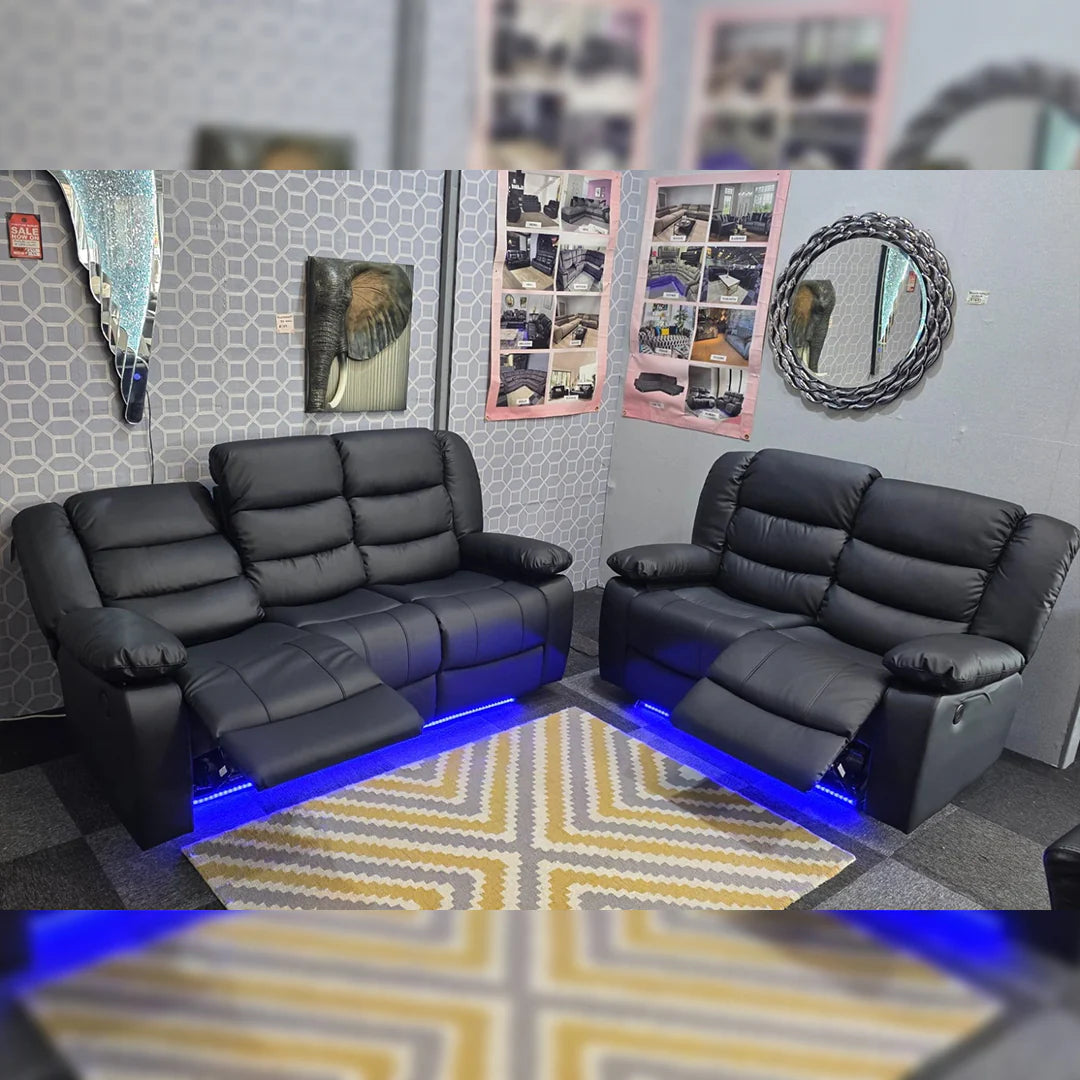 Roma Leather Electric Recliner Sofa with Cup Holders