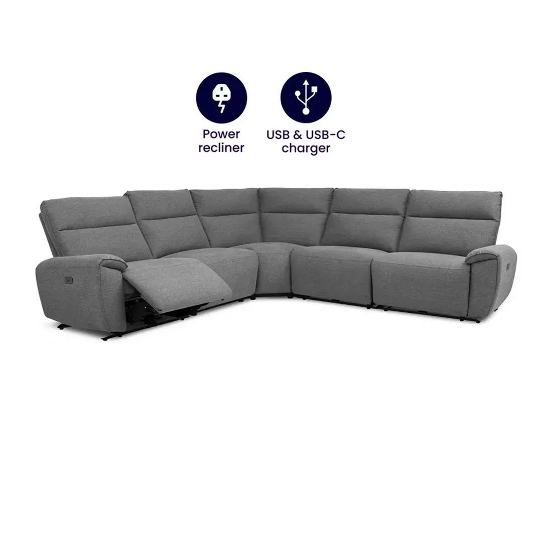 Aussie Express Fabric Recliner Corner Sofa – 2 Corner & 2 Power Recliners