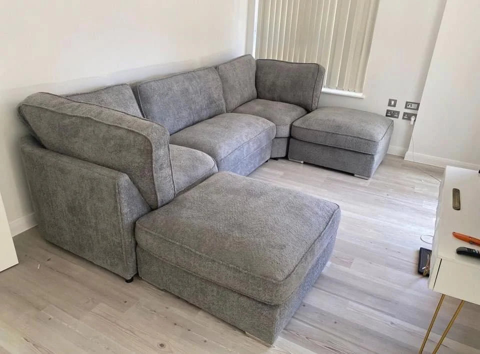 U-Shape Sofa in Teddy Fabric – Modern Large Sectional Couch