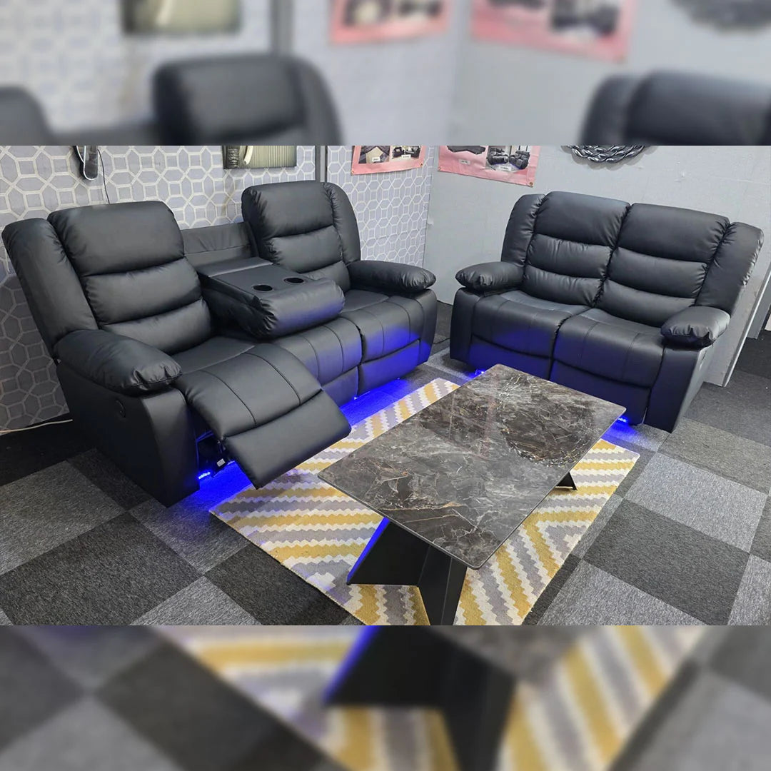 Roma Leather Electric Recliner Sofa with Cup Holders