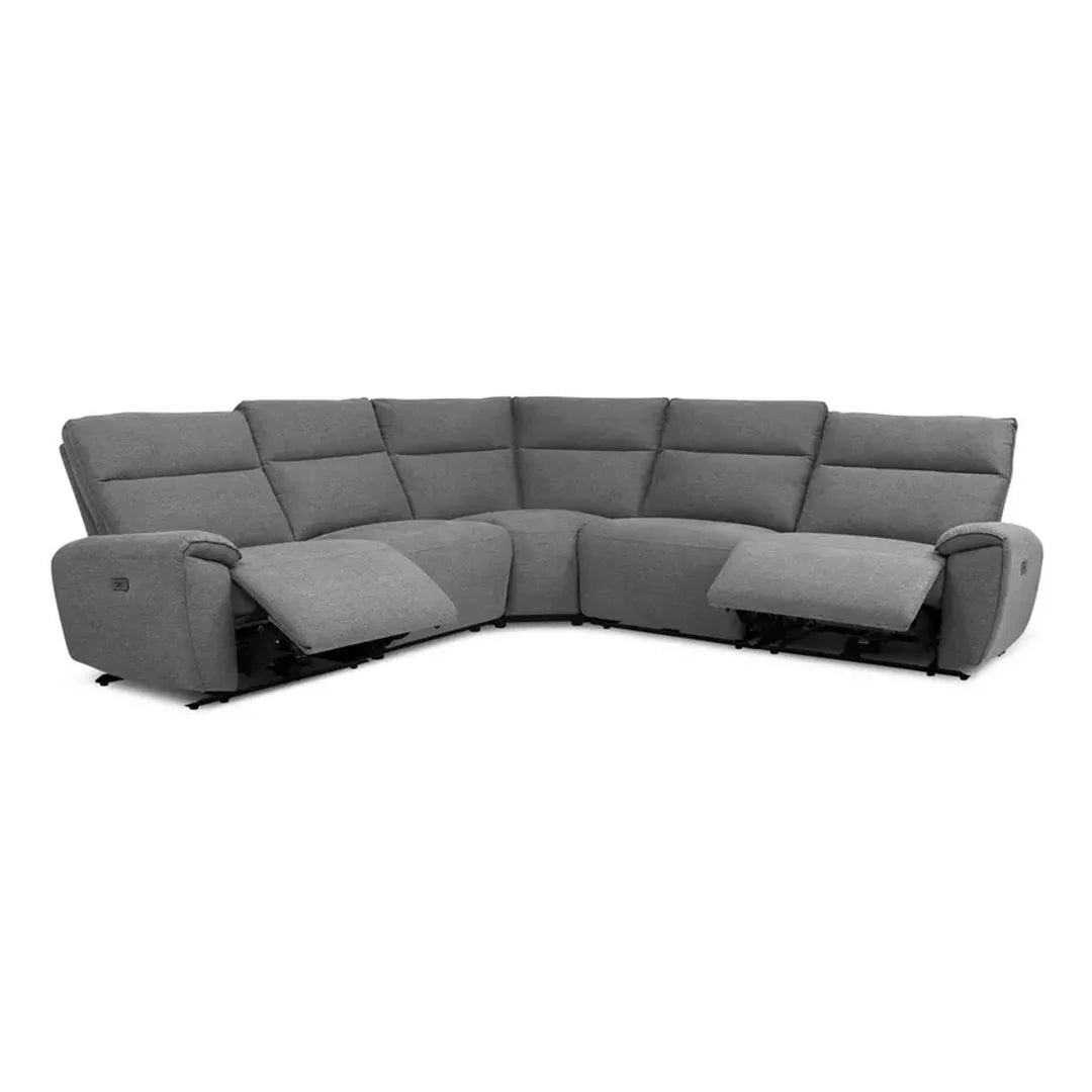 Aussie Express Fabric Recliner Corner Sofa – 2 Corner & 2 Power Recliners