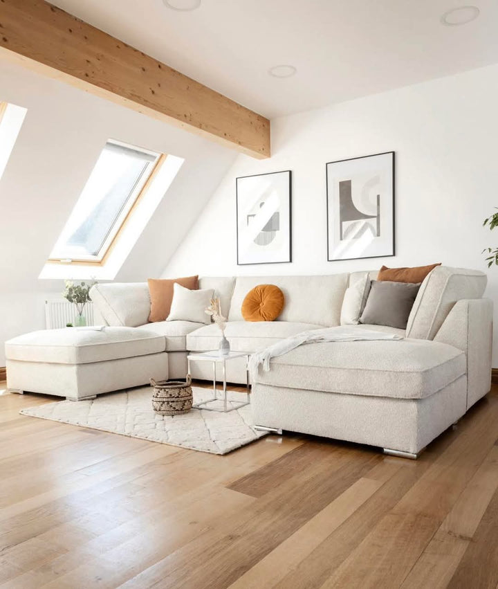 U-Shape Sofa in Teddy Fabric – Modern Large Sectional Couch