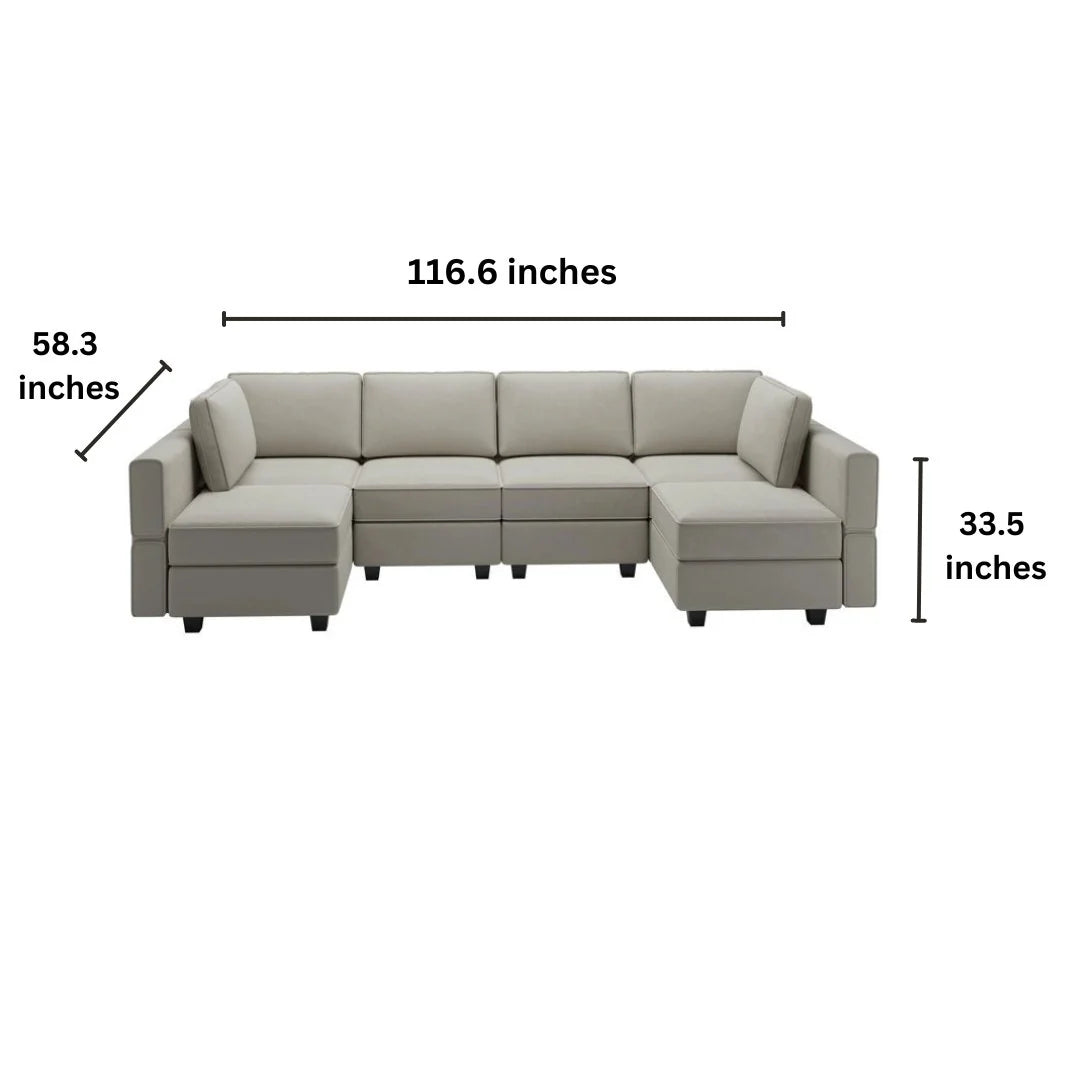 Arvon Premium Fabric U-Shape Sofa – Modern Large Sectional
