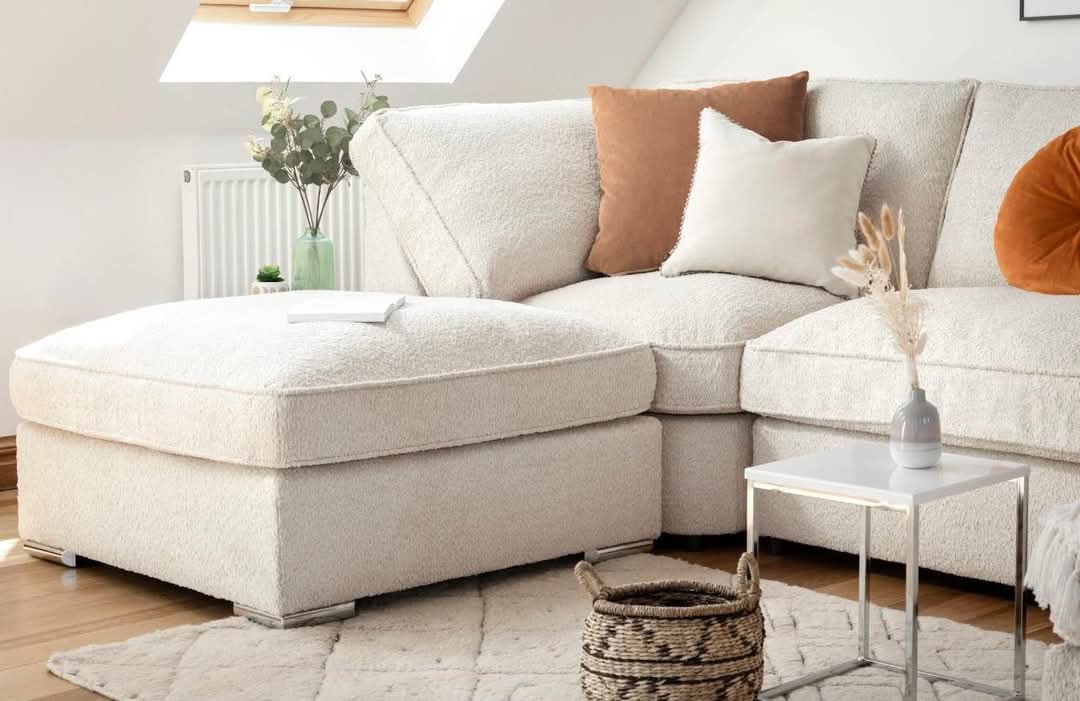 U-Shape Sofa in Teddy Fabric – Modern Large Sectional Couch