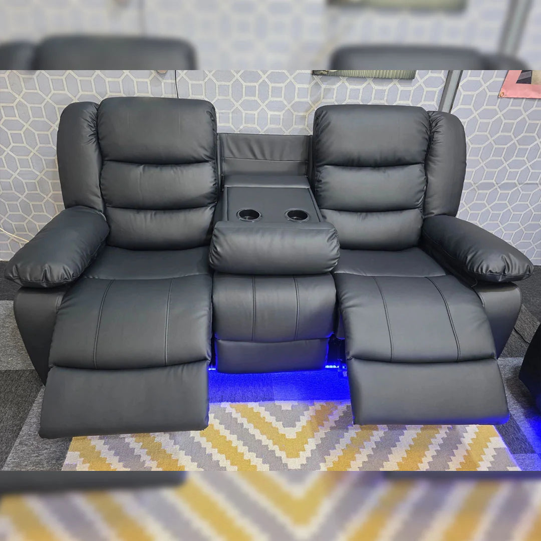 Roma Leather Electric Recliner Sofa with Cup Holders