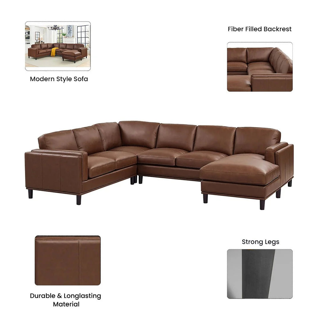 Steno 6 Seater U-Shape Leatherette Modular Sofa – Modern Luxury Sectional