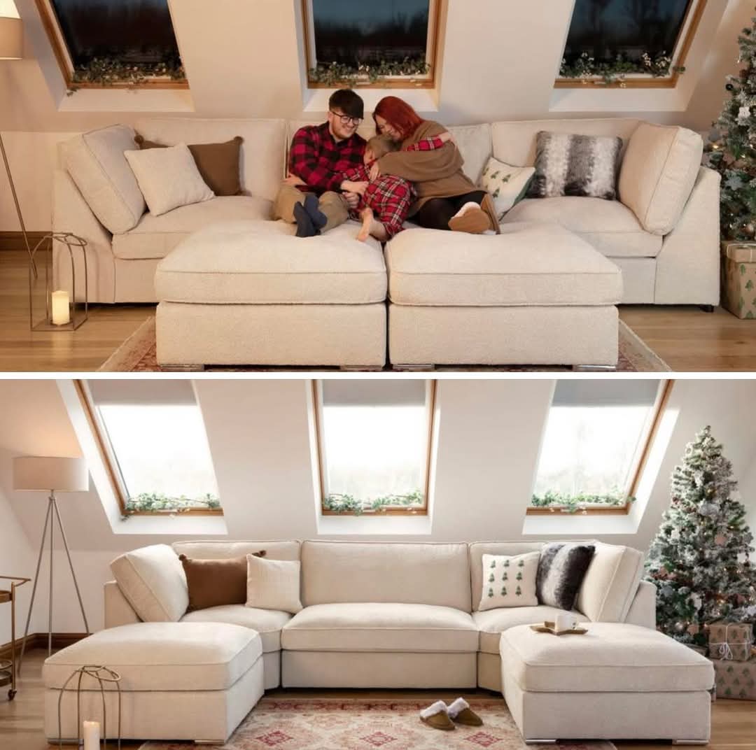 U-Shape Sofa in Teddy Fabric – Modern Large Sectional Couch