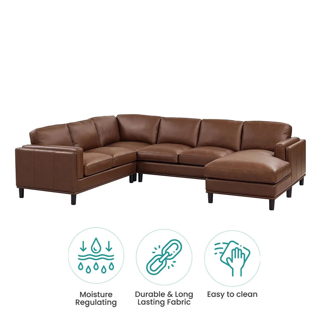 Steno 6 Seater U-Shape Leatherette Modular Sofa – Modern Luxury Sectional