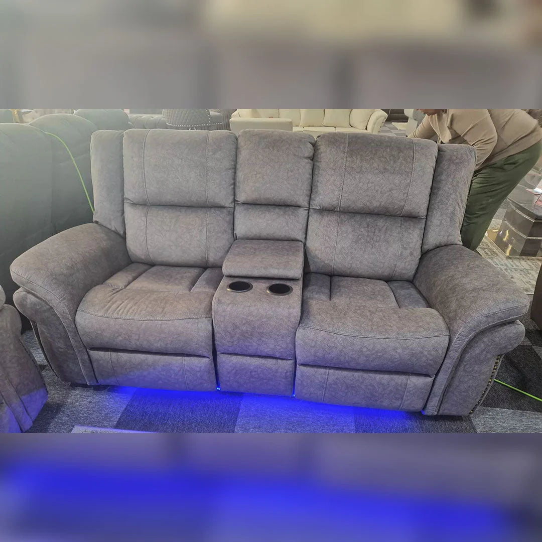 Berlin Fabric Electric Recliner Sofa with USB Ports, LED Lights & Cup Holders