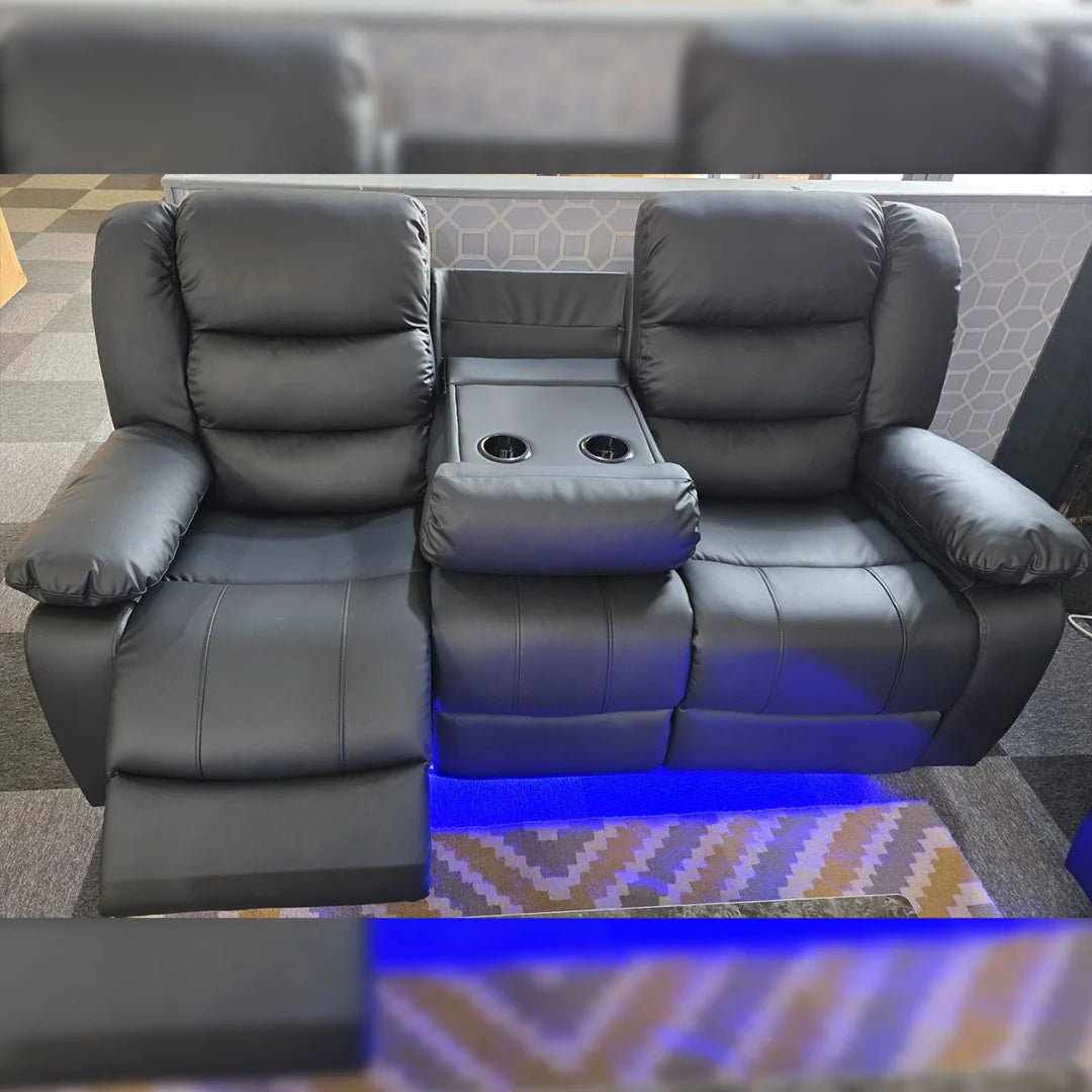 Roma Leather Electric Recliner Sofa with Cup Holders