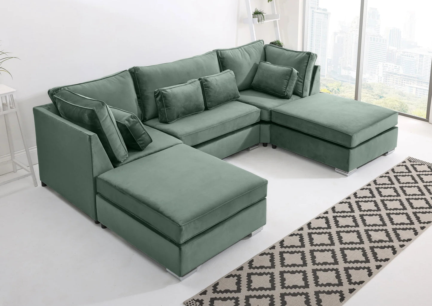 Lux U-Shape Fullback Sofa – Modern Spacious Sectional