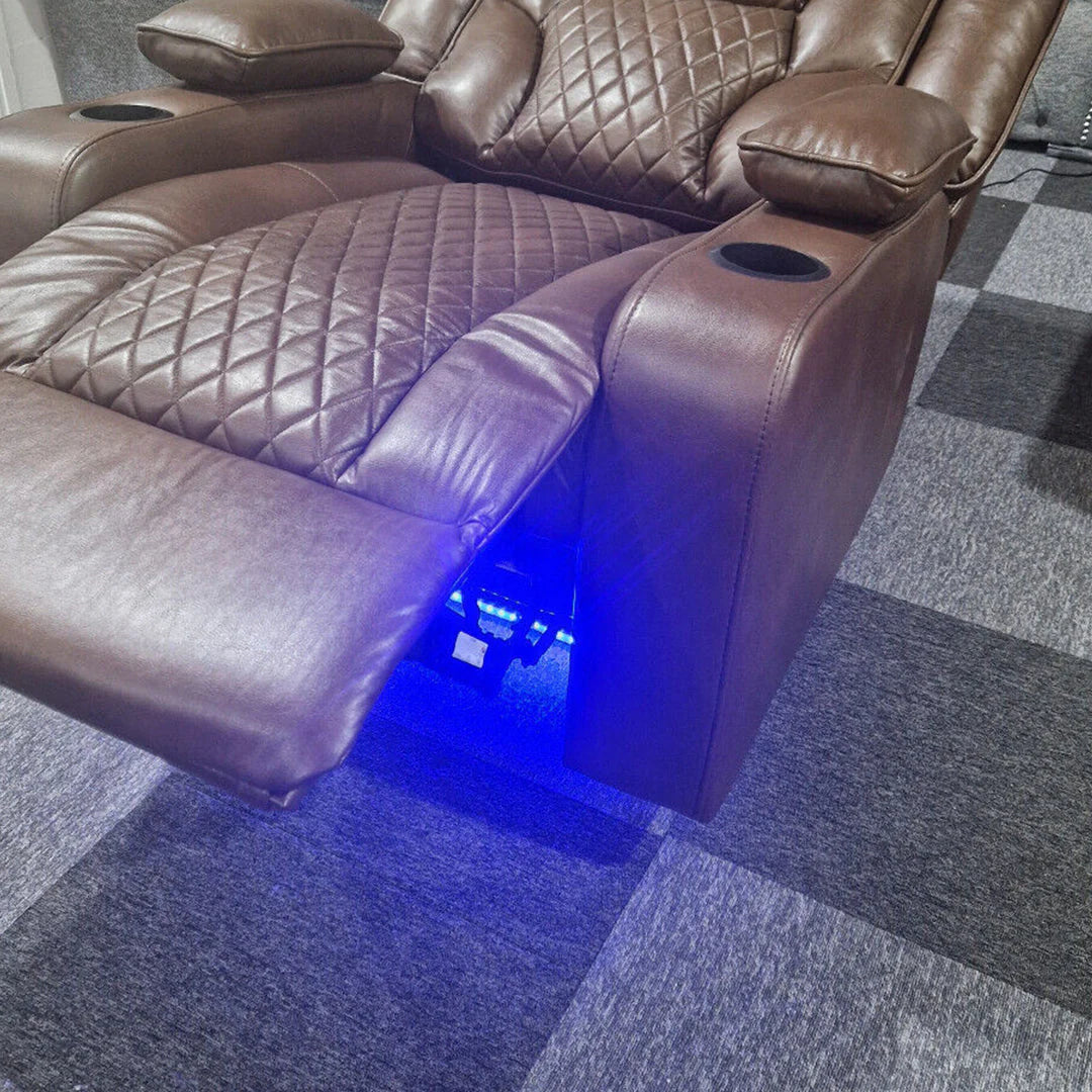 Orlando Electric Leather Recliner Armchair with LED Lights & USB Ports – Luxury Comfort