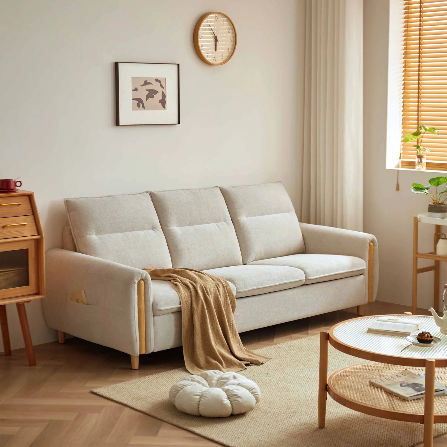 BORIS White Cotton Linen Sofa – Modern Fabric Sofa UK | ABI Convenient Store