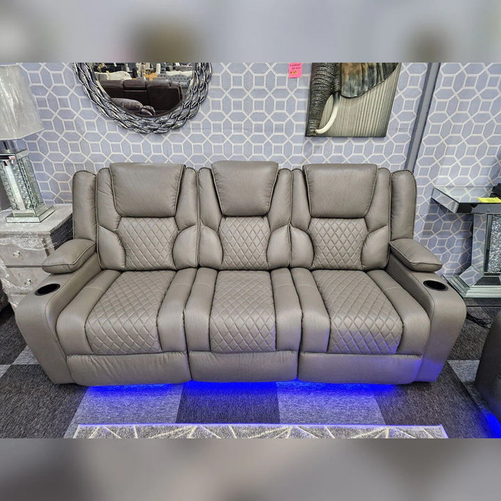 Orlando Electric Recliner 3+2 Seater Leather Sofa with LED Lights & Wireless Charging – Luxury UK Living