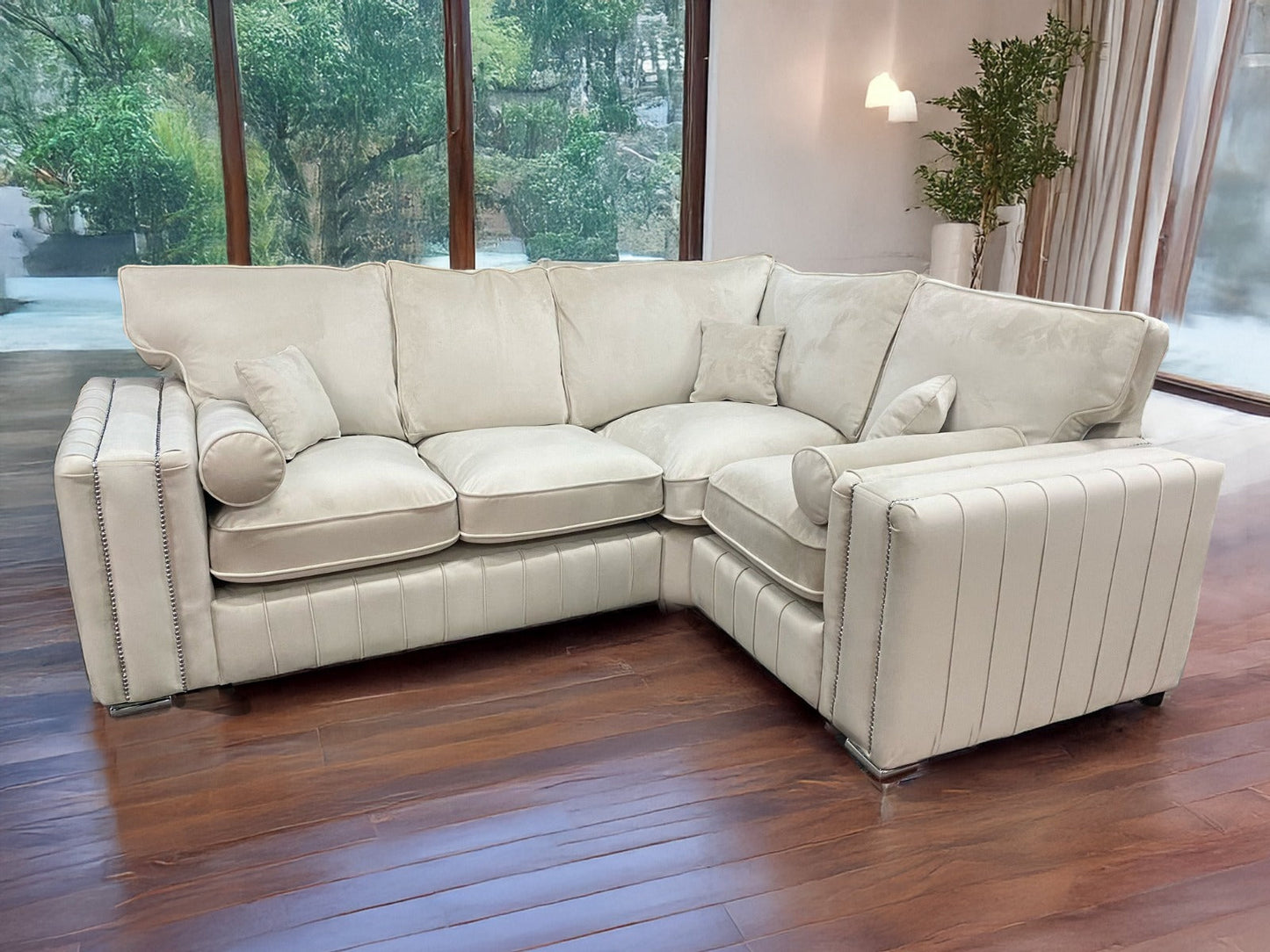 Layla Corner Fullback Sofa with Plush Cushions – Cream | ABI Convenient Store