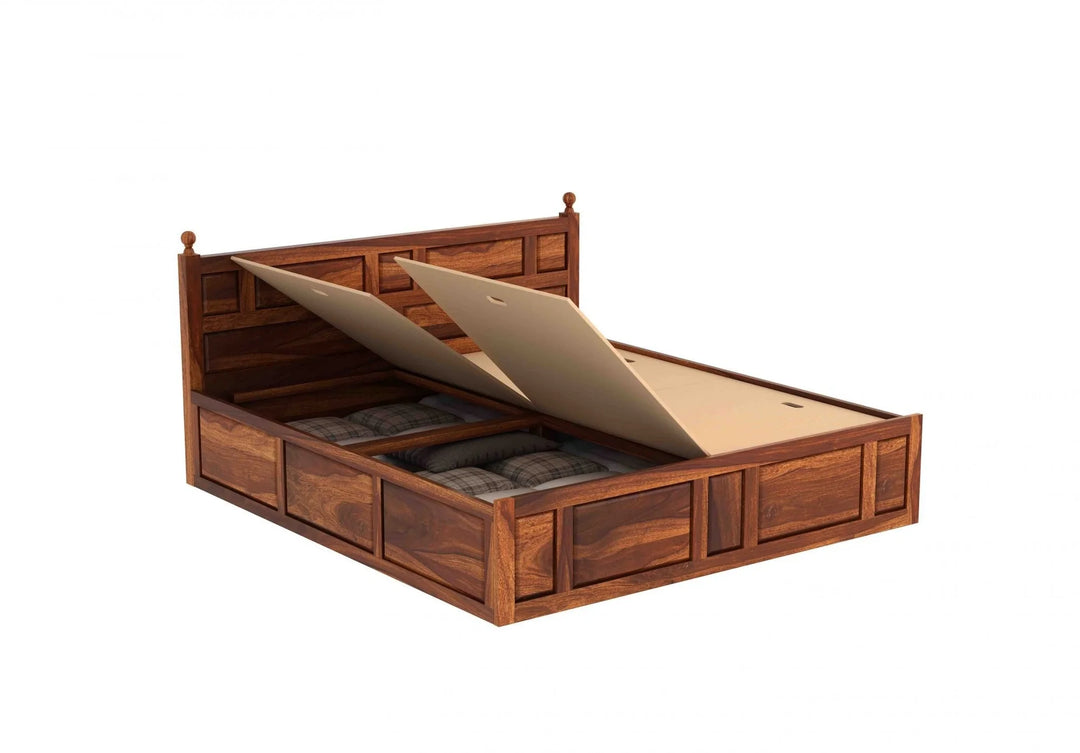 Advin Sheesham Wood Bed with Box Storage | Abi Convenient Store