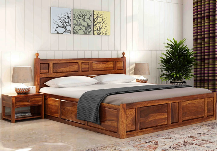 Advin Sheesham Wood Bed with Box Storage | Abi Convenient Store