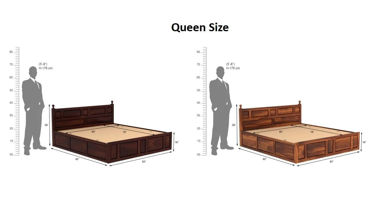 Advin Sheesham Wood Bed with Box Storage | Abi Convenient Store