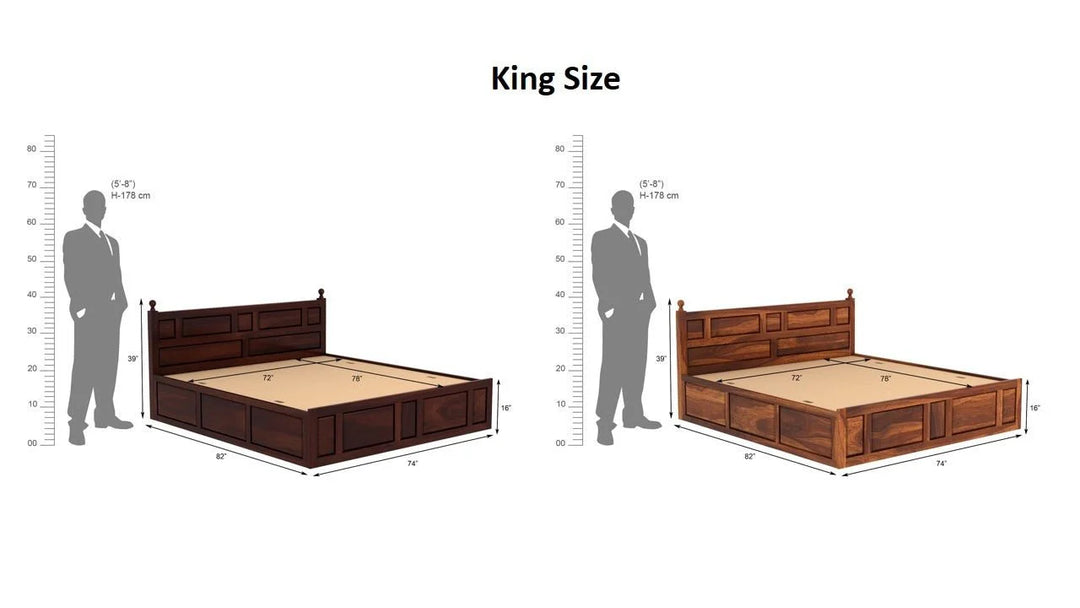 Advin Sheesham Wood Bed with Box Storage | Abi Convenient Store