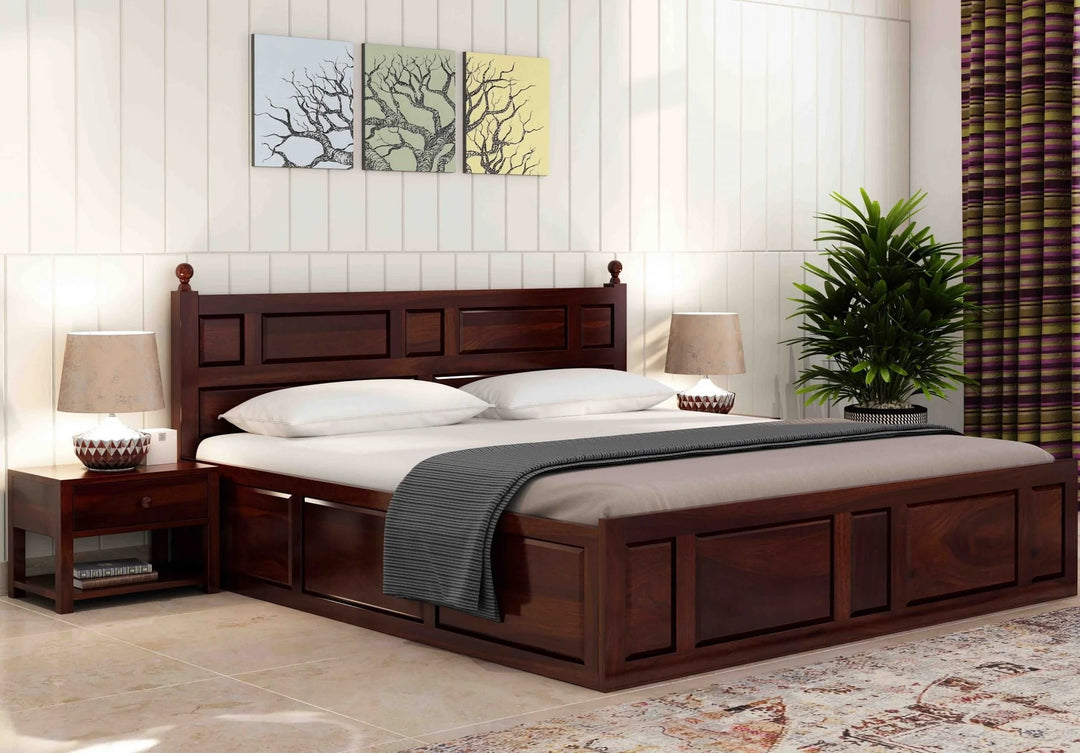 Advin Sheesham Wood Bed with Box Storage | Abi Convenient Store