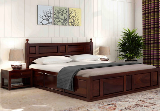 Advin Sheesham Wood Bed with Box Storage | Abi Convenient Store