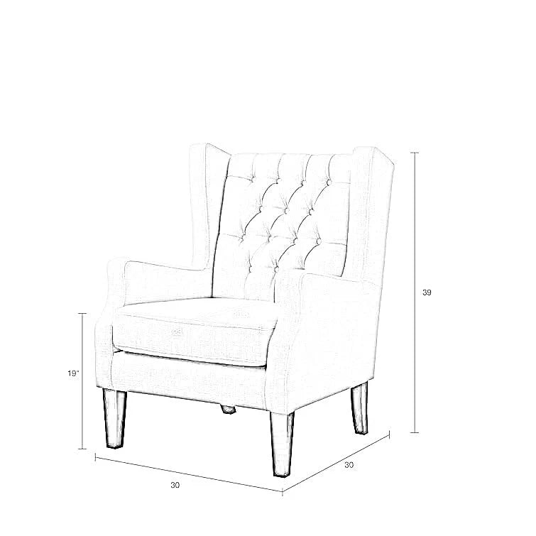 Frank 1 Seater Wide Tufted Wingback Upholstered Wing Chair – Abi Convenient Store