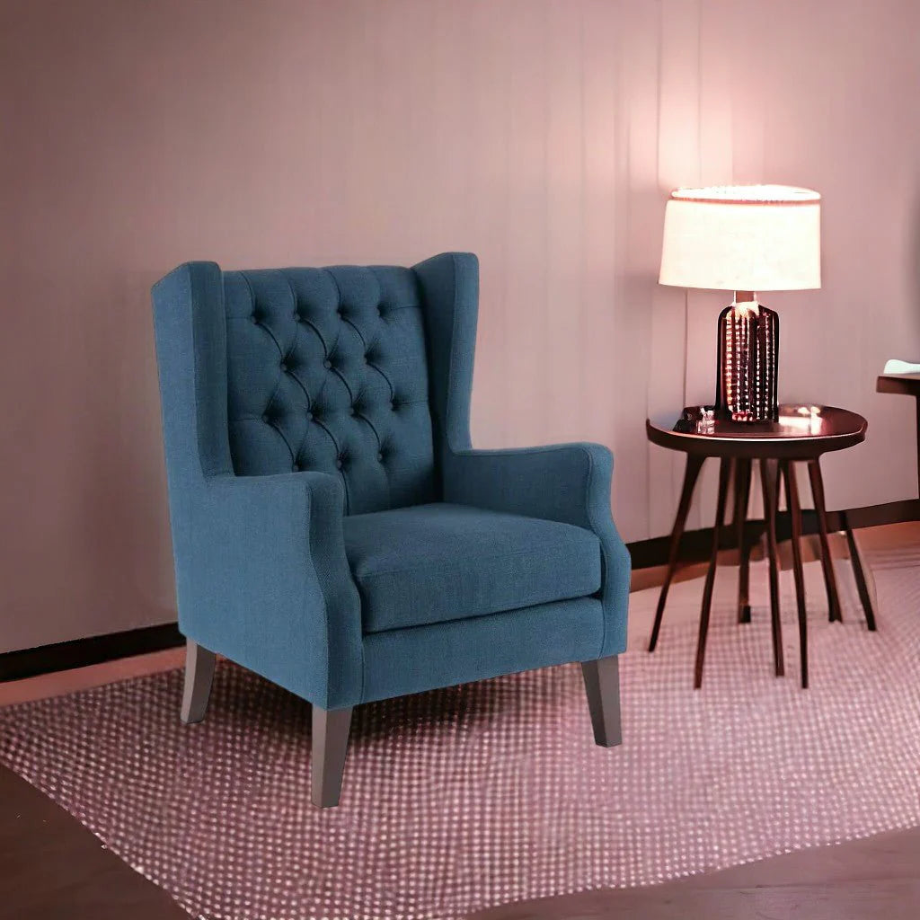 Frank 1 Seater Wide Tufted Wingback Upholstered Wing Chair – Abi Convenient Store