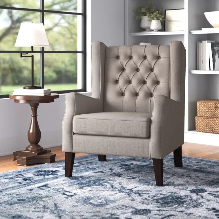 Frank 1 Seater Wide Tufted Wingback Upholstered Wing Chair – Abi Convenient Store