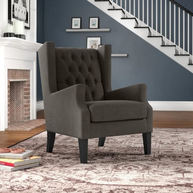 Frank 1 Seater Wide Tufted Wingback Upholstered Wing Chair – Abi Convenient Store