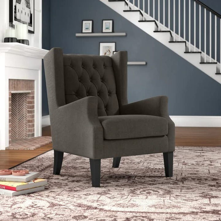Frank 1 Seater Wide Tufted Wingback Upholstered Wing Chair – Abi Convenient Store