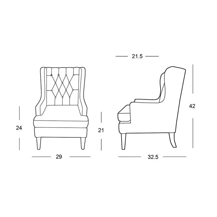 Miami 1 Seater Upholstered Tufted Wing Chair – Abi Convenient Store