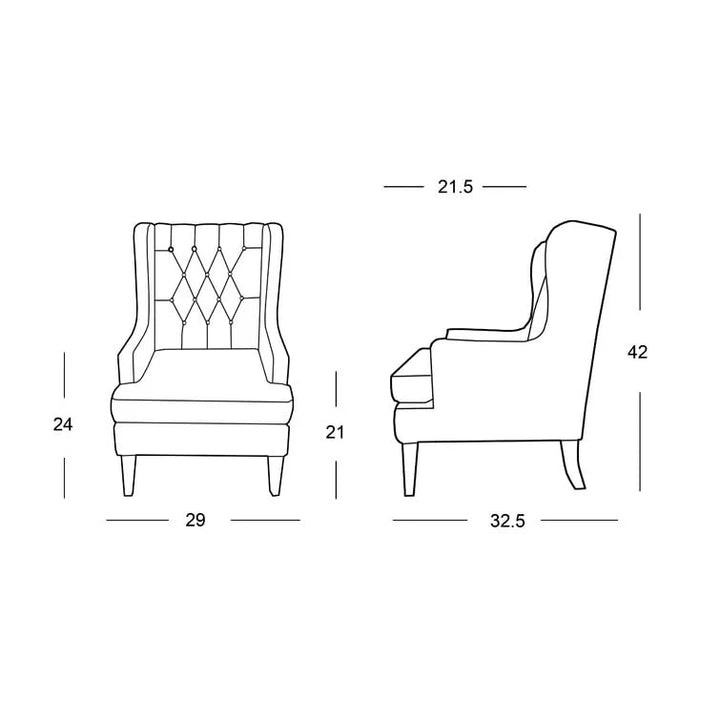 Miami 1 Seater Upholstered Tufted Wing Chair – Abi Convenient Store
