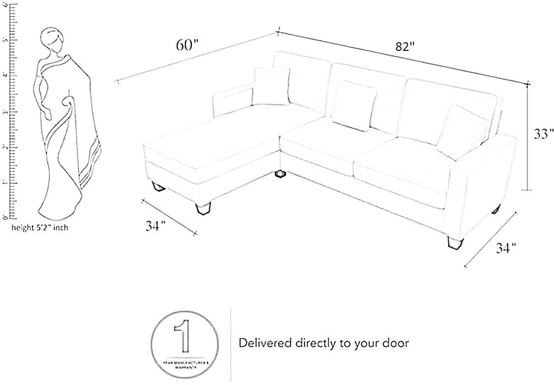 Moscow 1 Seater + 4 Seater L-Shape Sofa – Modern Living Room Set