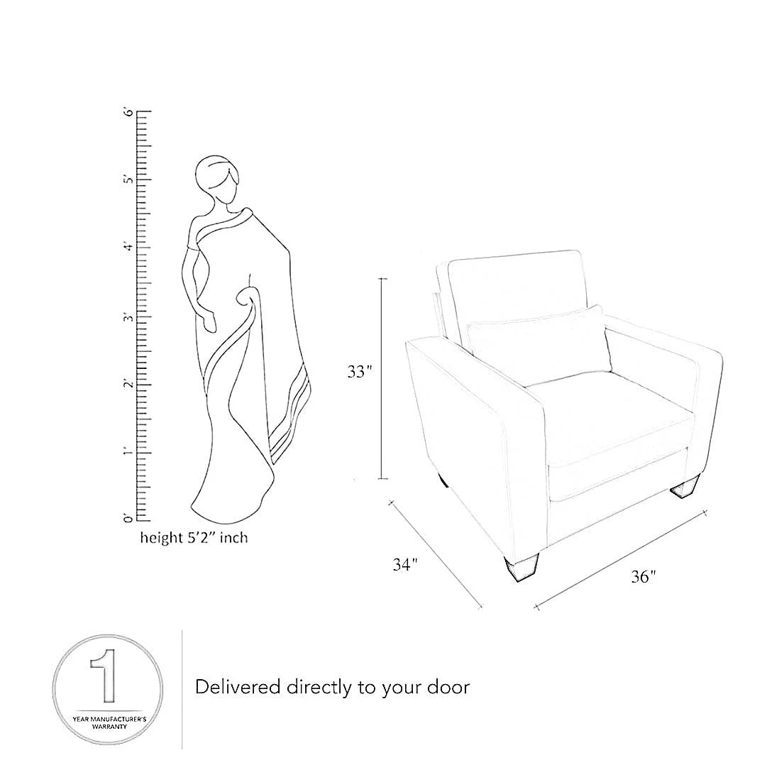 Moscow 1 Seater + 4 Seater L-Shape Sofa – Modern Living Room Set
