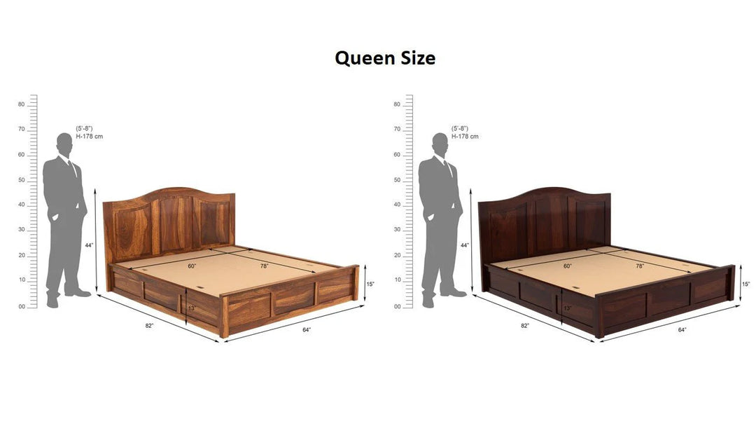 Nectar Sheesham Wood Bed with Box Storage | Abi Convenient Store