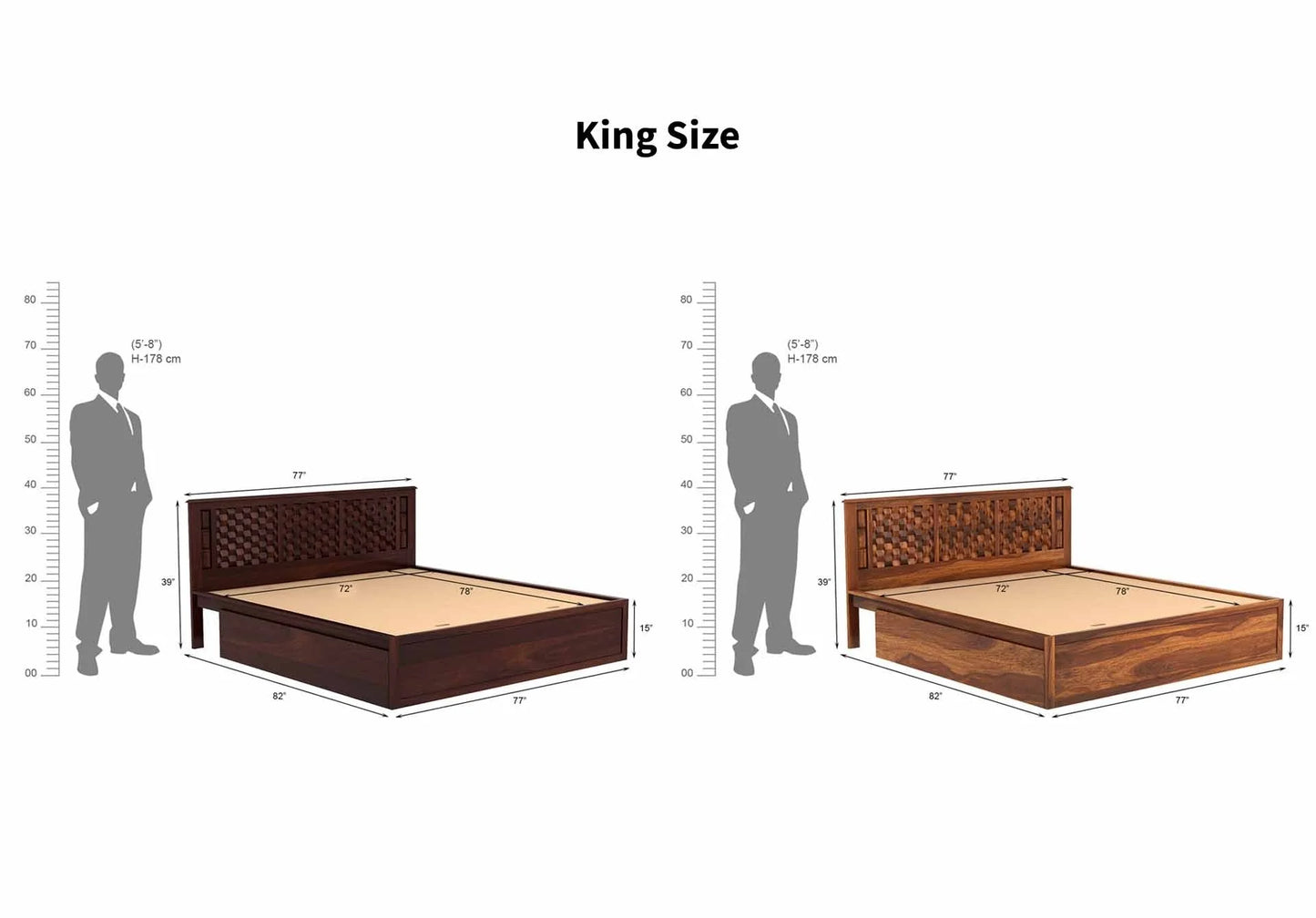 Persia Sheesham Wood Bed with Box Storage | Abi Convenient Store