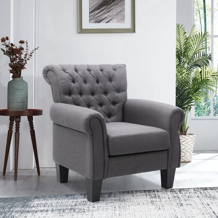 Chesterfield Upholstered Tufted Wing Chair – Abi Convenient Store