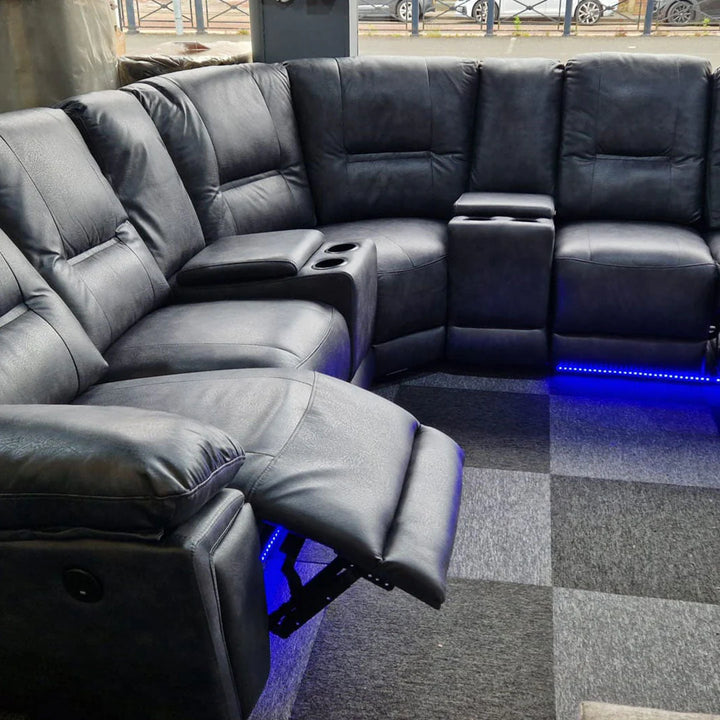 Sara Leather Electric Recliner Corner Sofa – Luxury L-Shaped Comfort