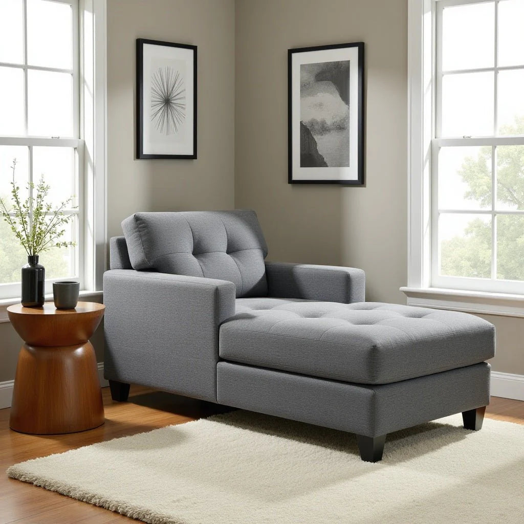 Smithy Tufted Recessed Arms Chaise Longue Sofa | Arm Chair – Abi Convenient Store