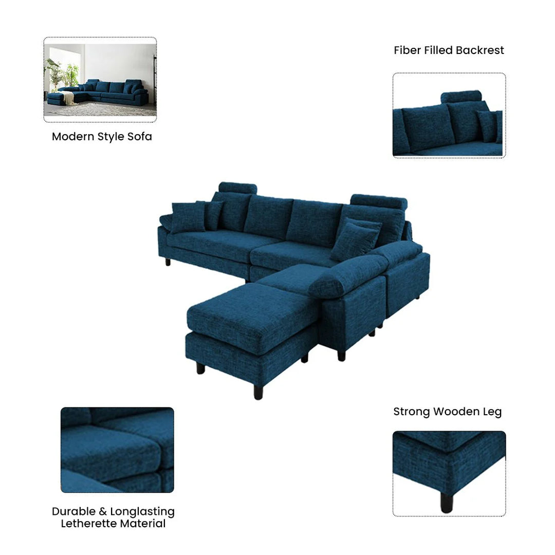 Ferguson 6 Seater Interchangeable L Shape Sofa – Flexible & Spacious Design