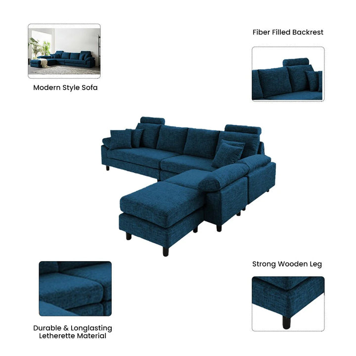 Ferguson 6 Seater Interchangeable L Shape Sofa – Flexible & Spacious Design